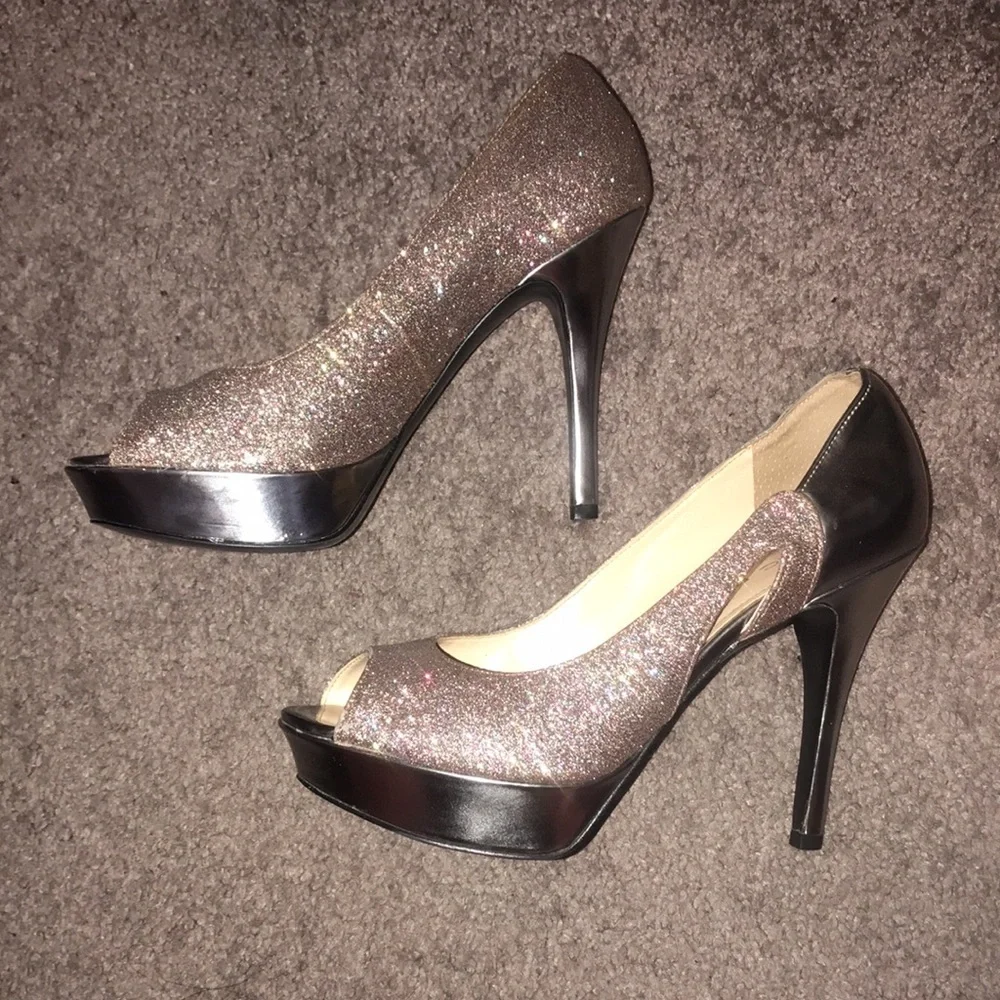 Marc Fisher glittery peep toe heels
